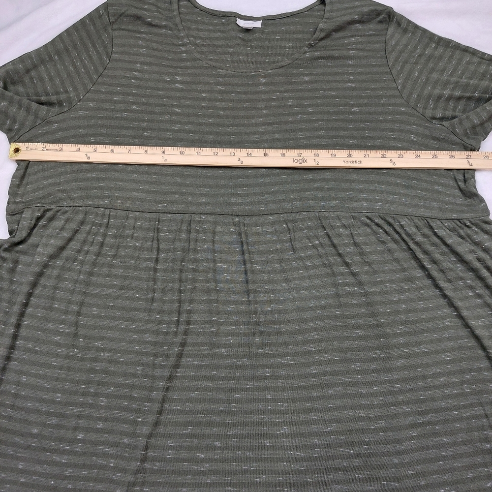 PURE JILL WOMEN'S OLIVE GREEN BABYDOLL LONG SLEEVE T-SHIRT DRESS TUNIC SIZE 3X - Picture 7 of 7